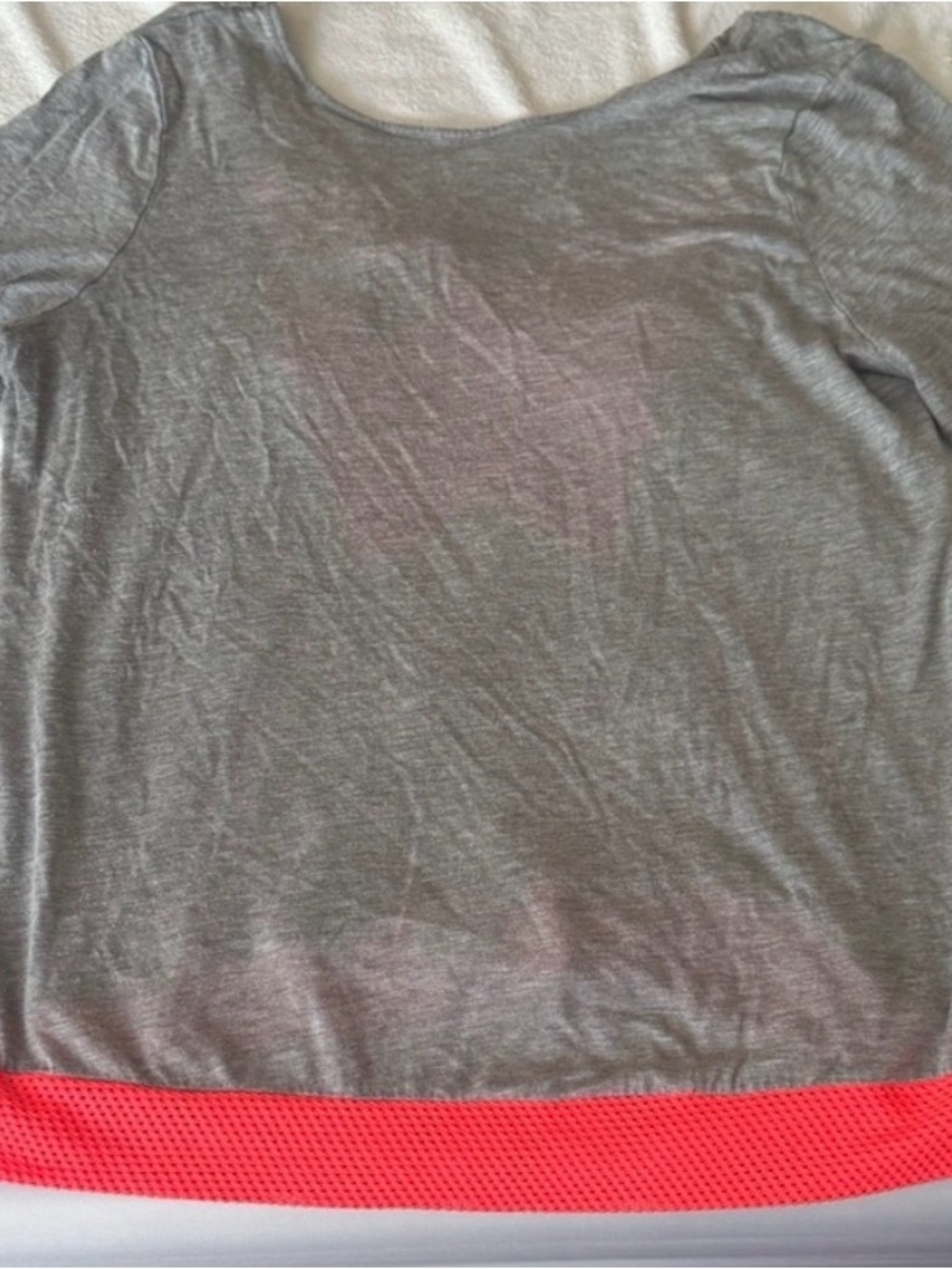 Ramy Brook Gray Knit Top with Coral Mesh Trim